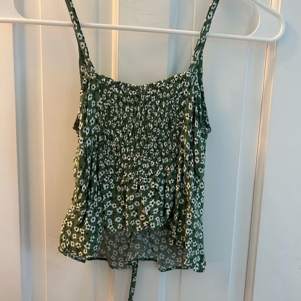 Green floral summer top